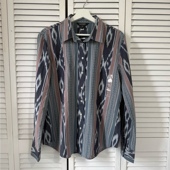 NWT Ralph Lauren Blue and Brown Striped Shirt - Picture 2 of 5
